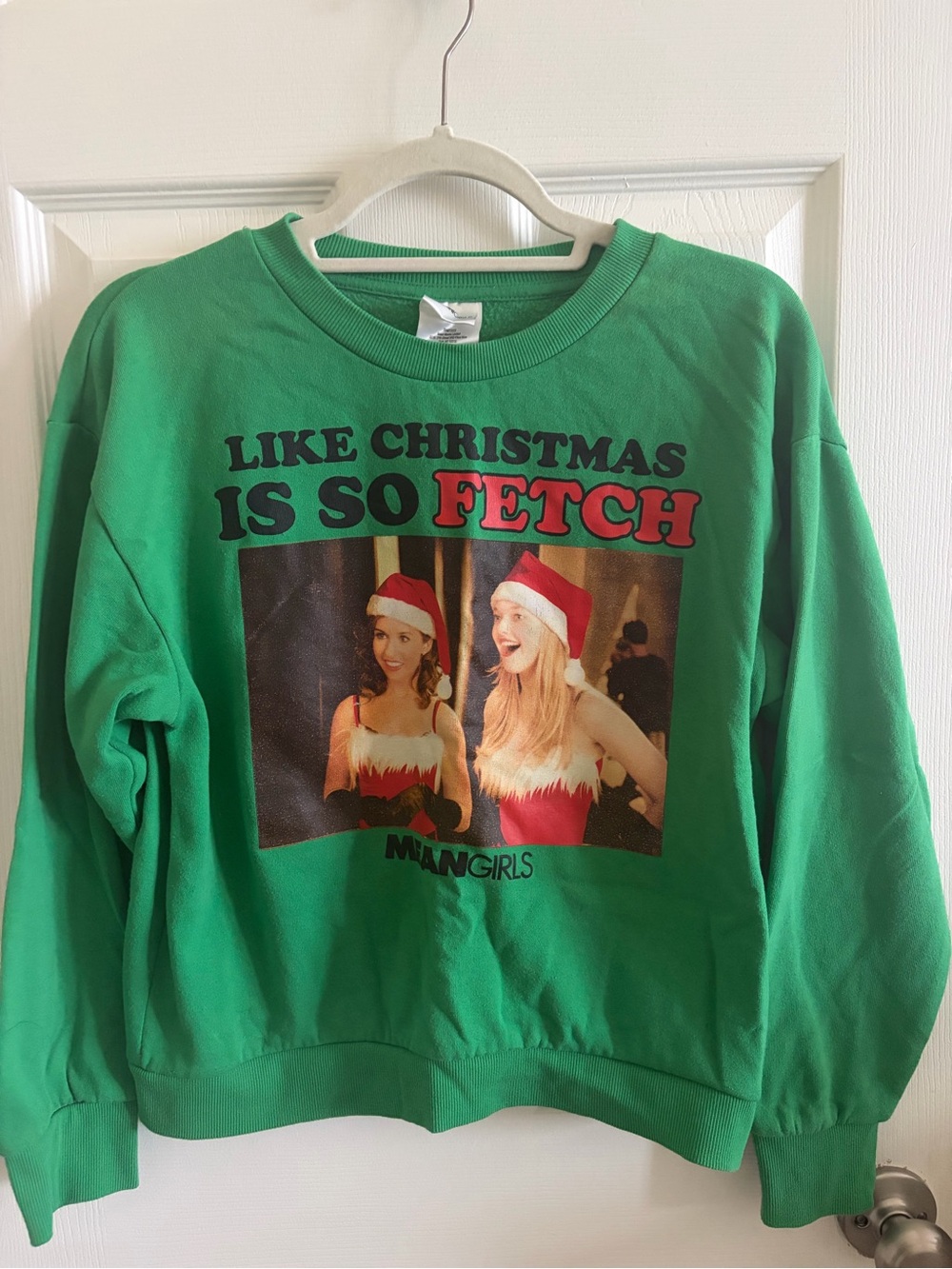 Green Mean Girls 'Like Christmas Is So Fetch' Graphic Crewneck Sweatshirt